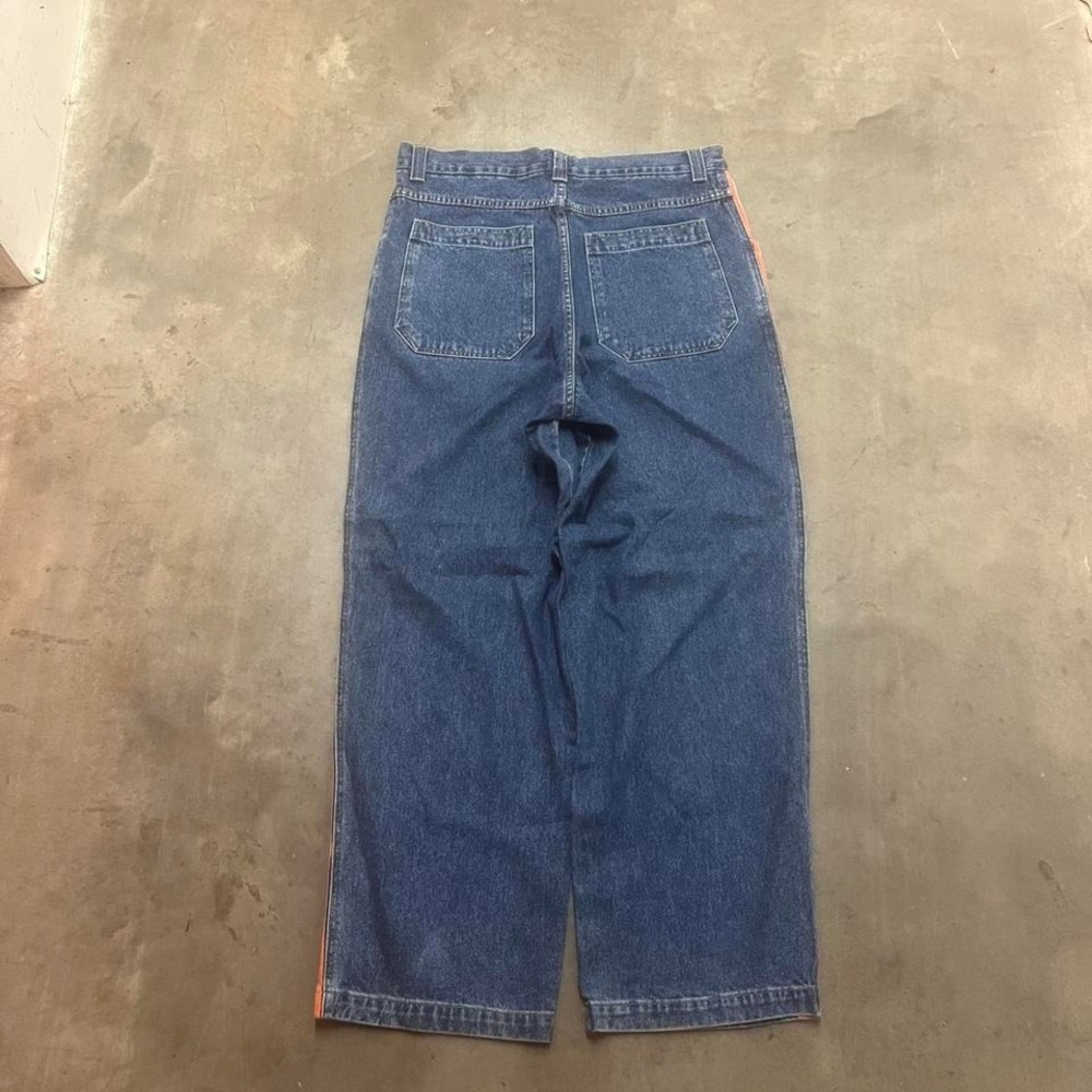 Y2K modern edge mens blue striped‎ baggy jeans skater hiphop 36